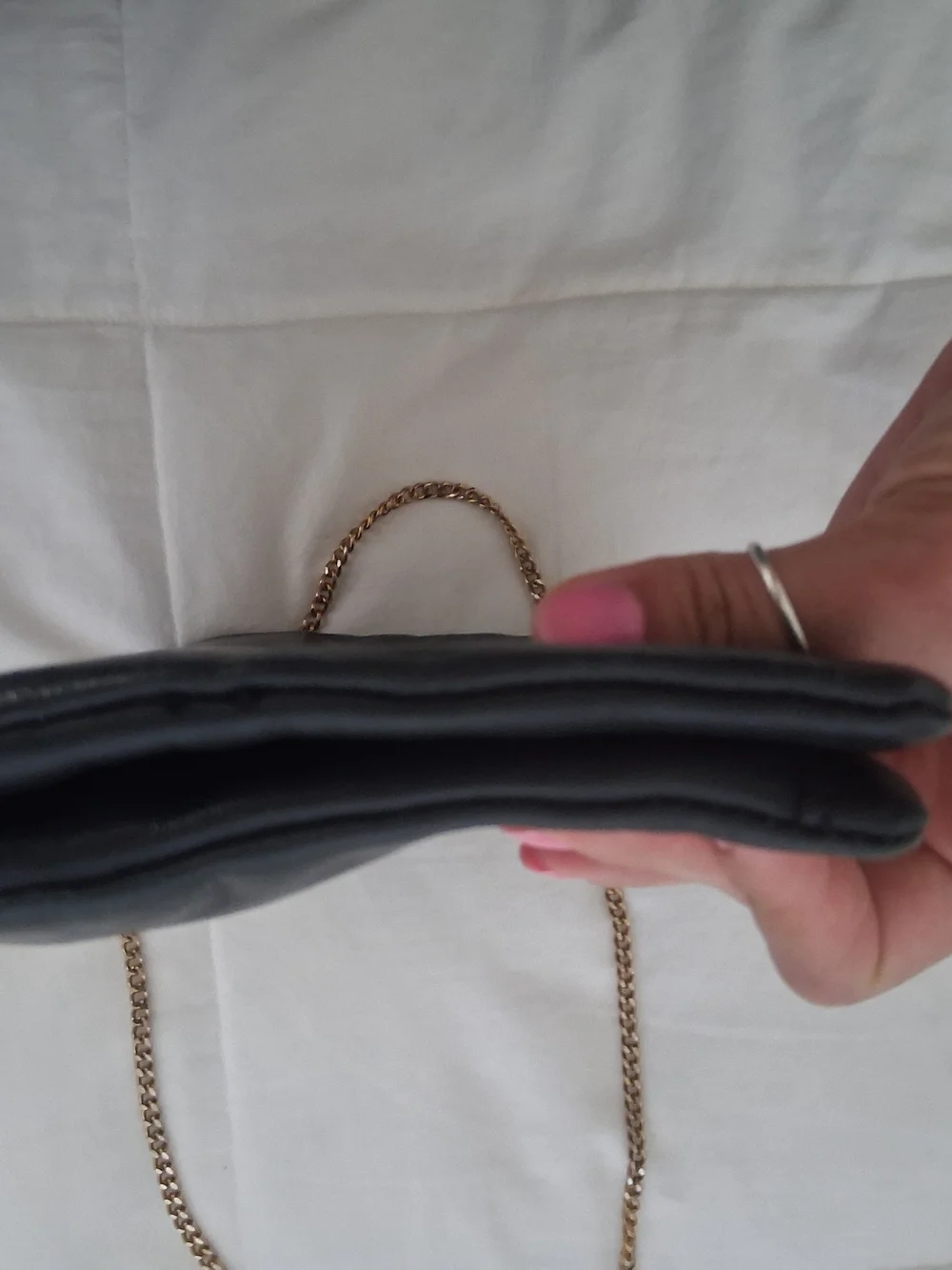 Ann Taylor Black Wristlet Clutch with Gold Chain
